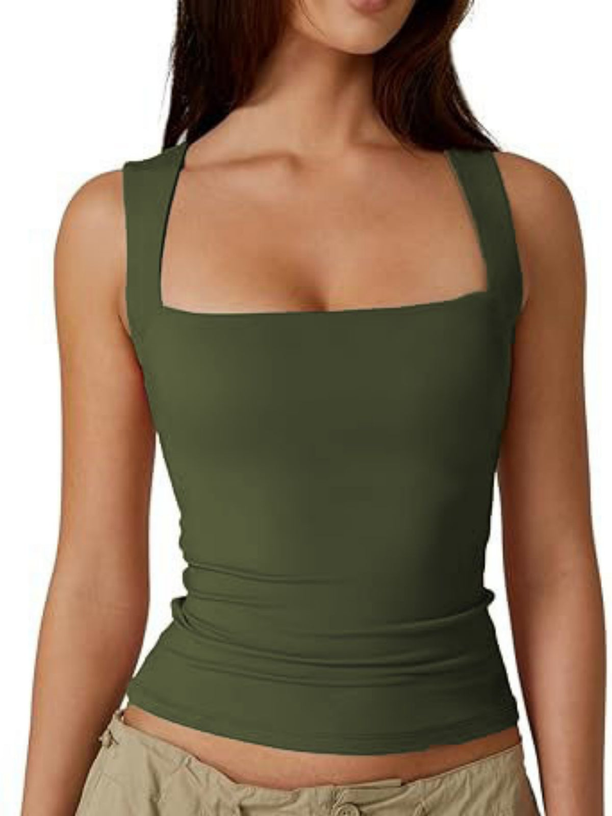 Square Collar Slim-fit Tank Top