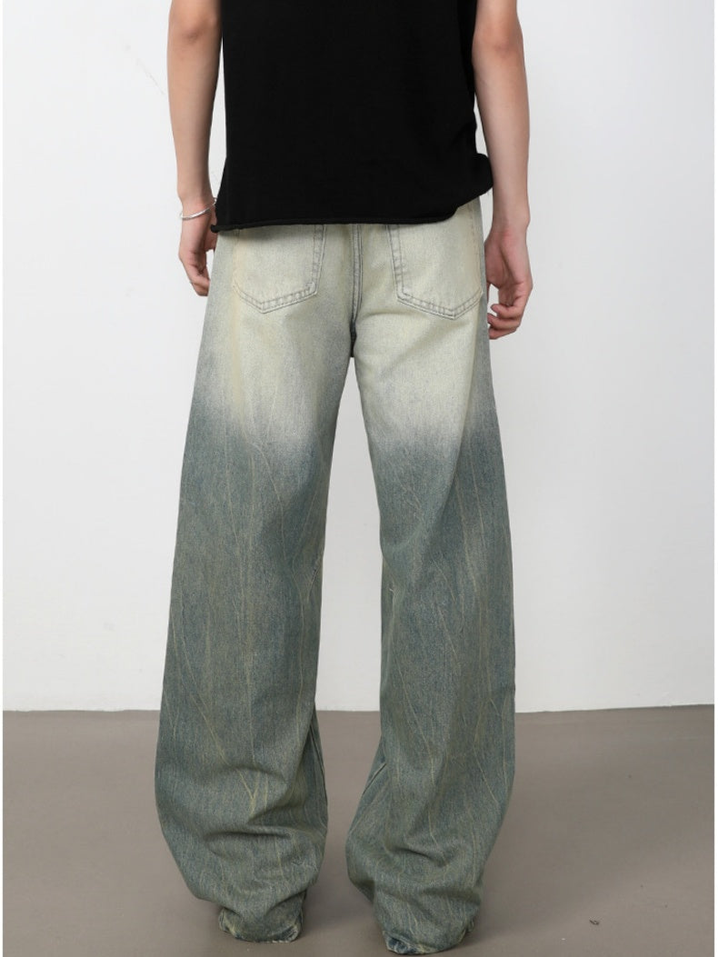 Retro Washed Patchwork Distressed Jeans