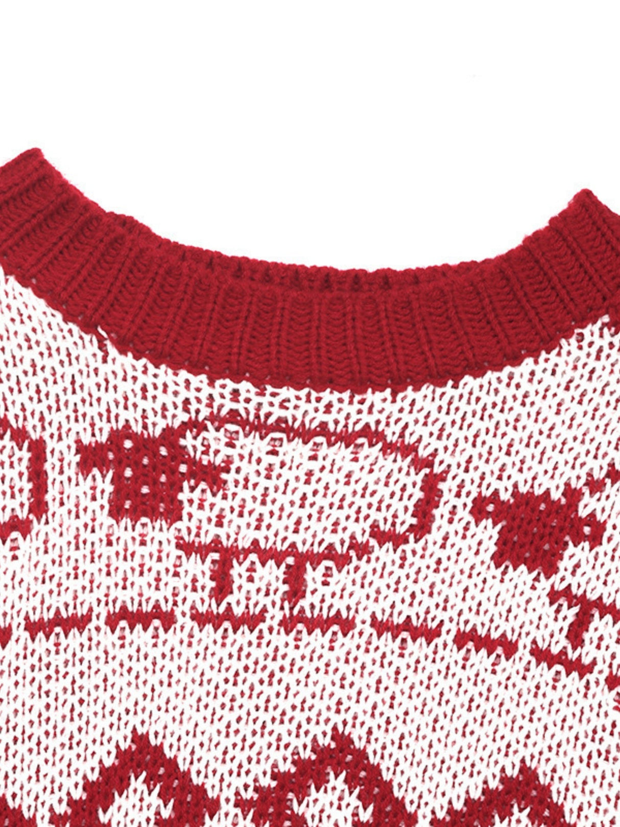 Christmas Red And White Knitted Long-sleeved Round Neck Bottoming Shirt Top Sweater