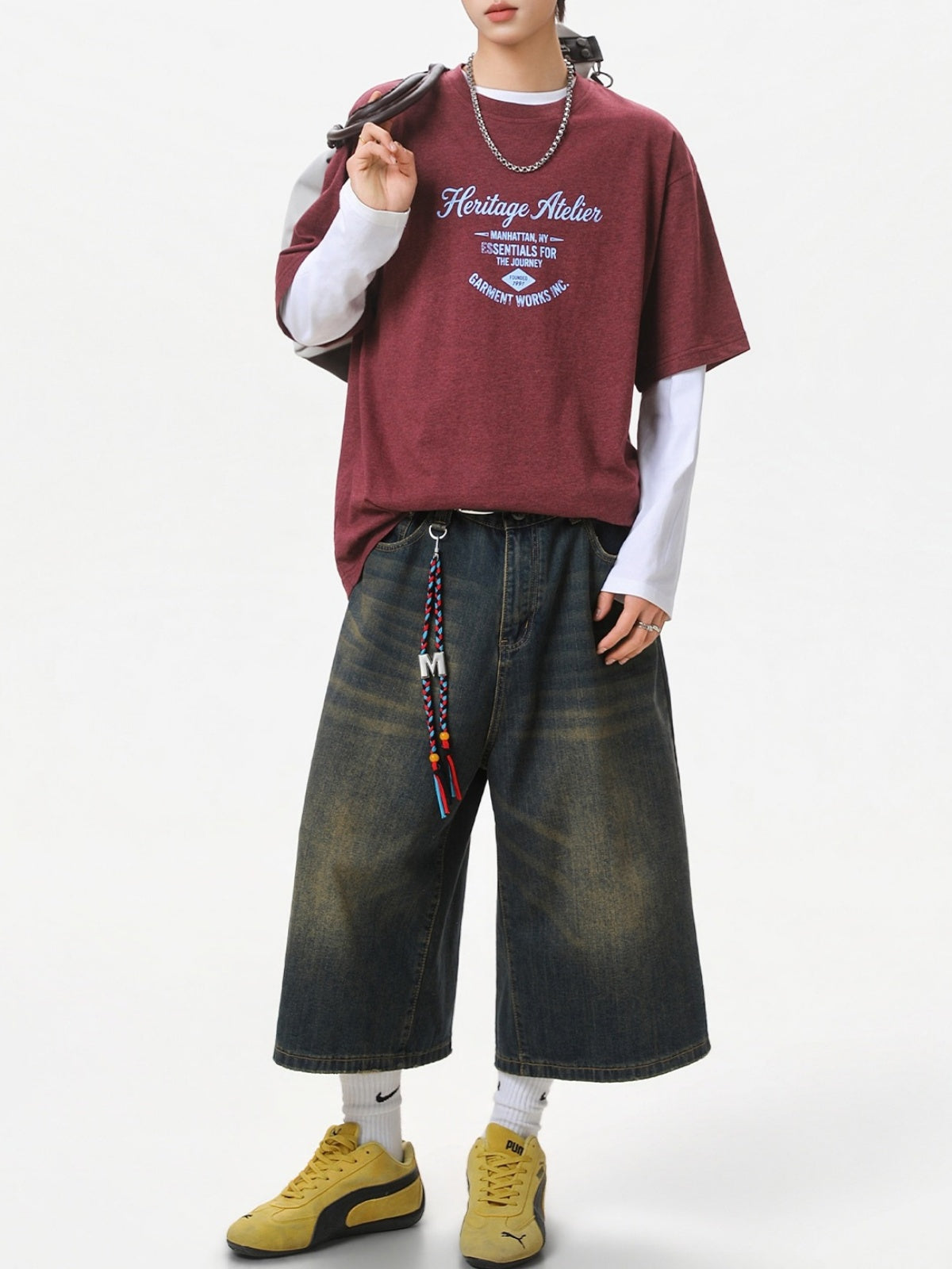 Distressed Mottled Letter Printed T-shirts