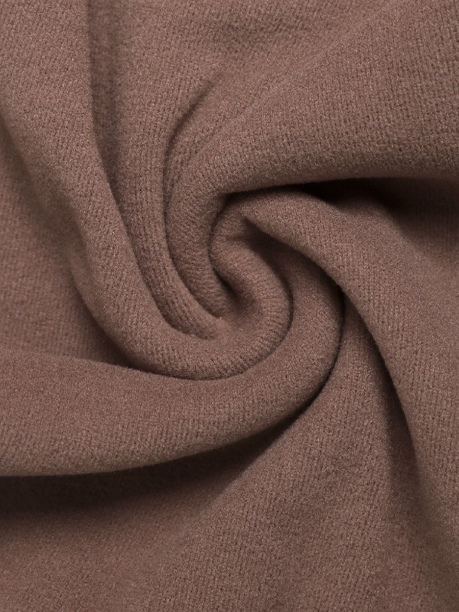 Short Cardigan Coffee brown zipper trousers Knitted two-piece suit