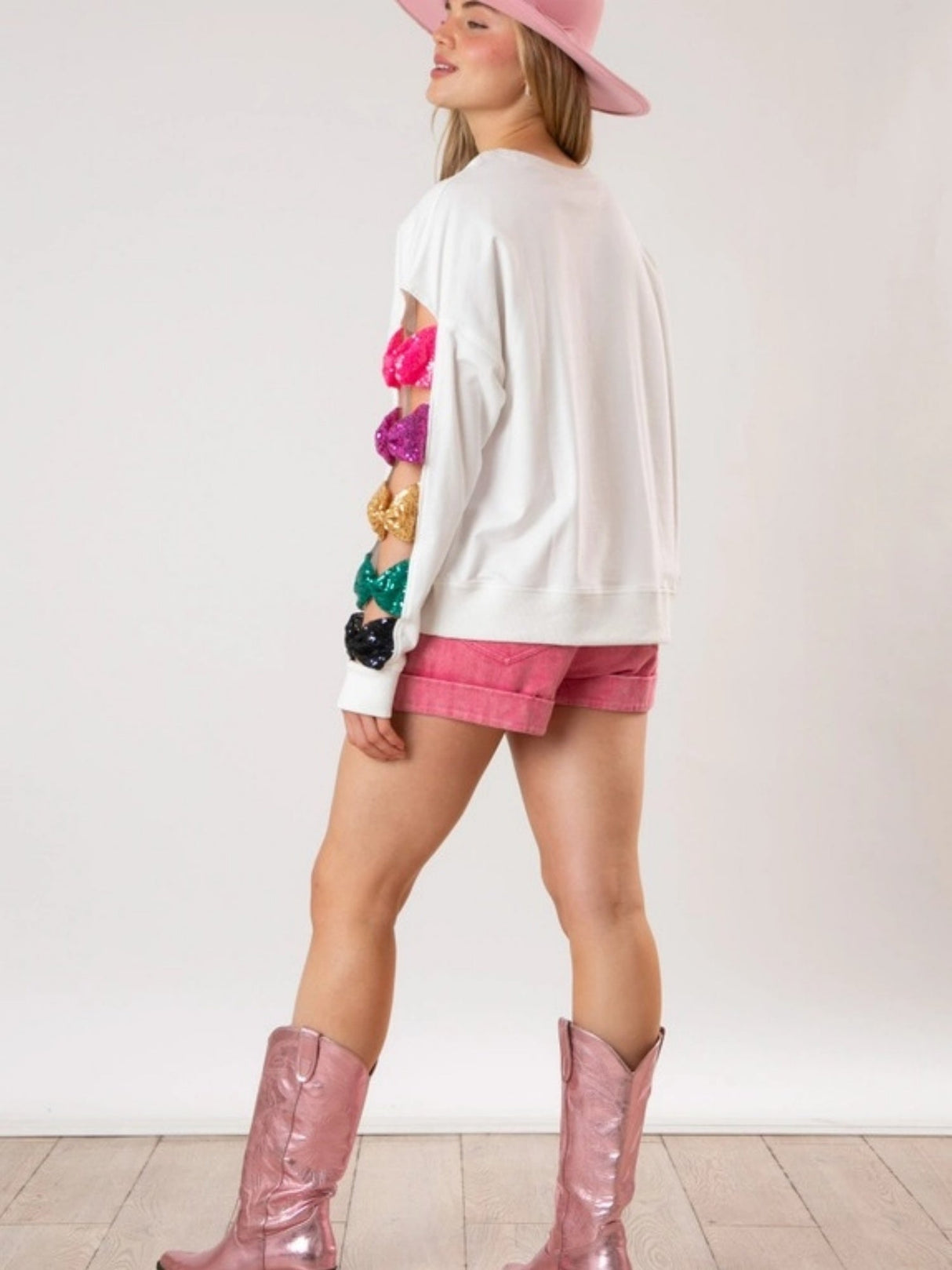 Women's Christmas Bow Sequined All-Match Long-Sleeved Sweatshirt