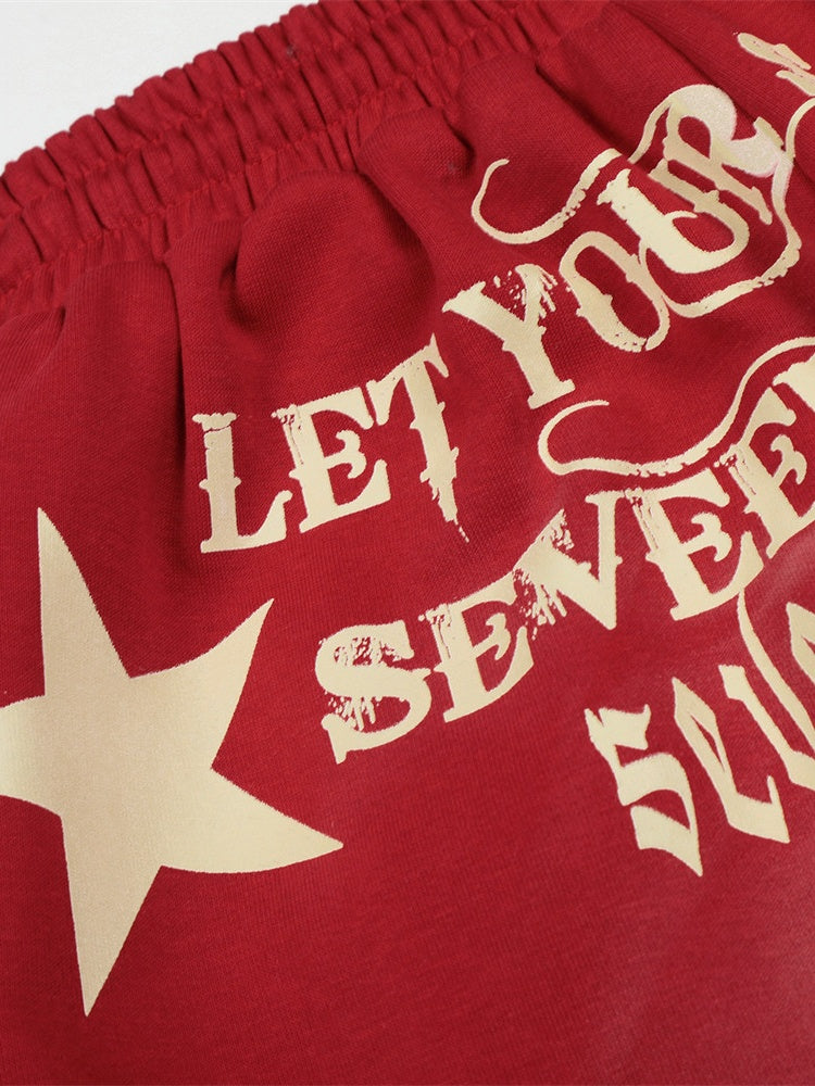 Letter Printed Machete Wide-leg Hip Hop Spray Dyeing Make Dirty Mopping Sweatpants