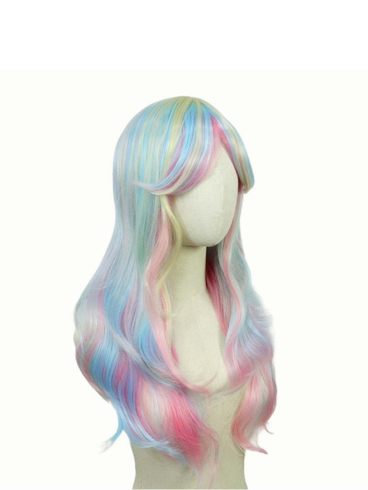 Colored Synthetic Fiber Long Wavy Curl Wig