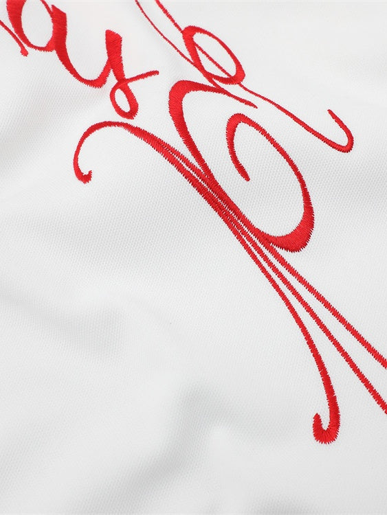 Graffiti Embroidery Letter Loose-fit POLO Shirt