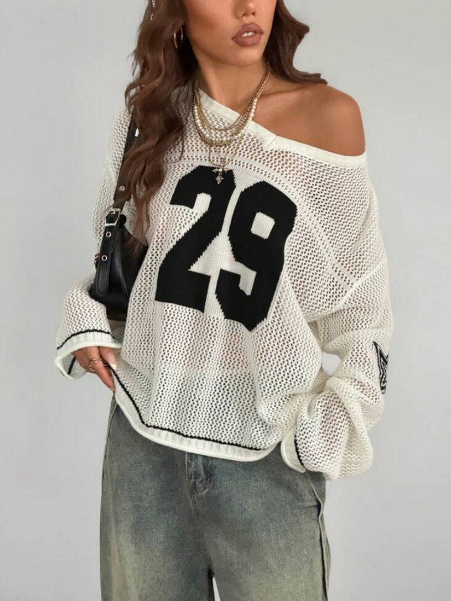 Liber Summer Women's Printed Hood Letter Sweaters
