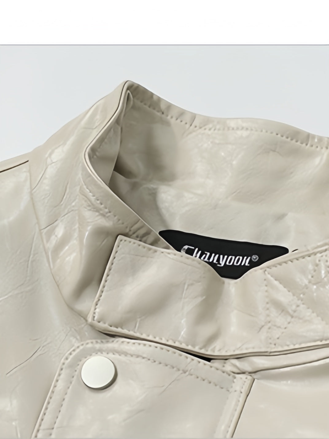 Retro Old Money Style Brown Cleanfit Silhouette Stand Collar Leather Jacket