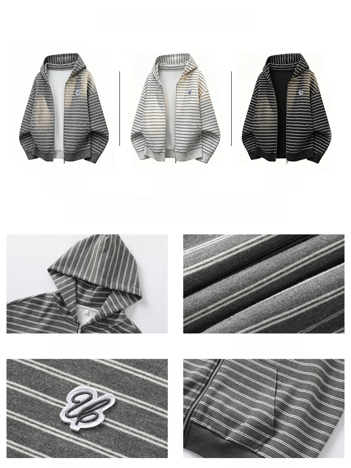 Kastenförmige Kapuzenpullover mit horizontalen Streifen in Farbblöcken