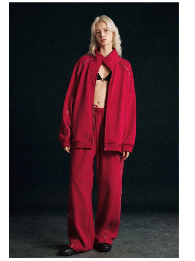 Reflective Stripes Cardigan Sweatshirts&Hoodies Tracksuit