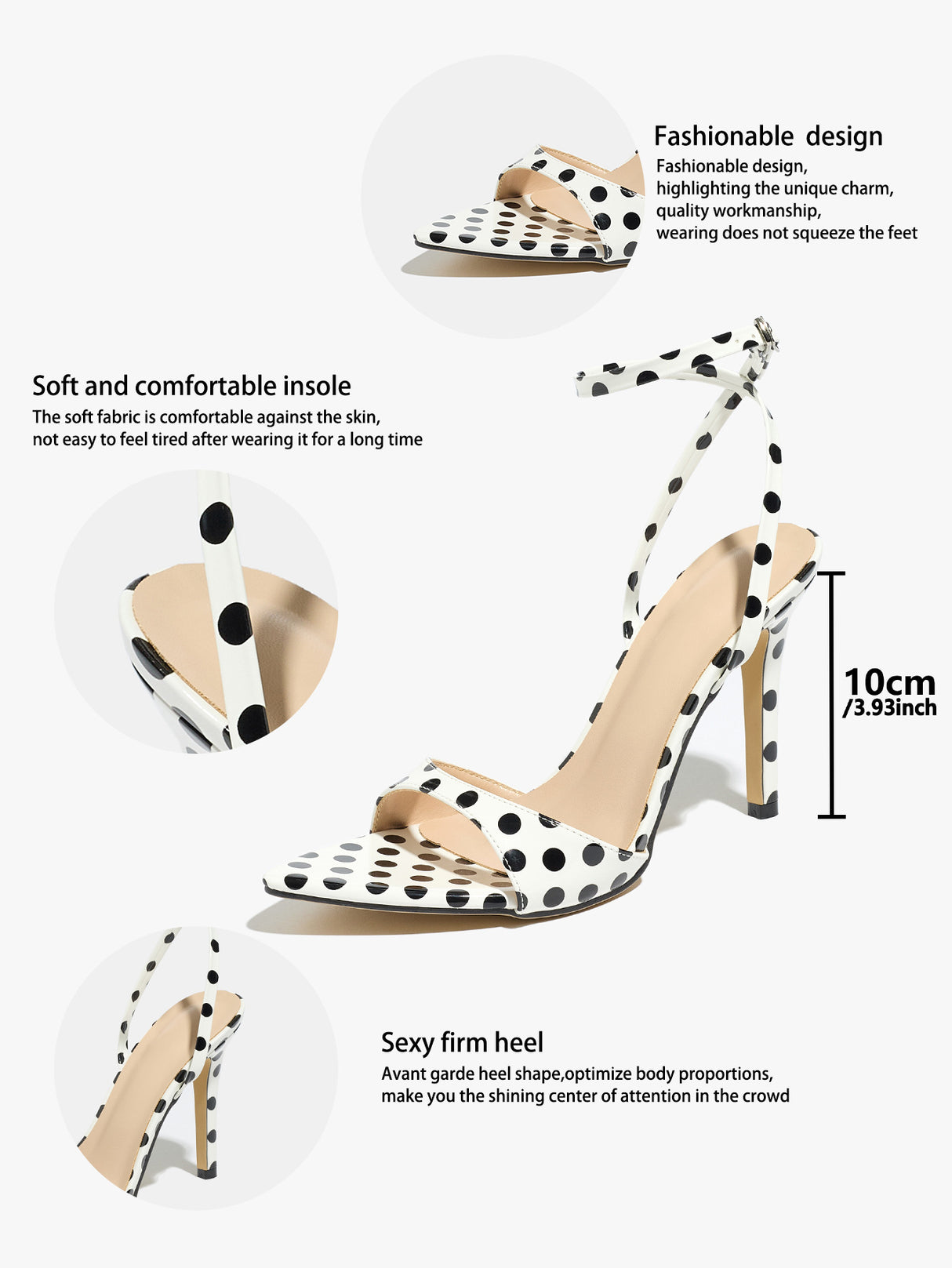 Black And White Polka Dot High-heeled Sandals