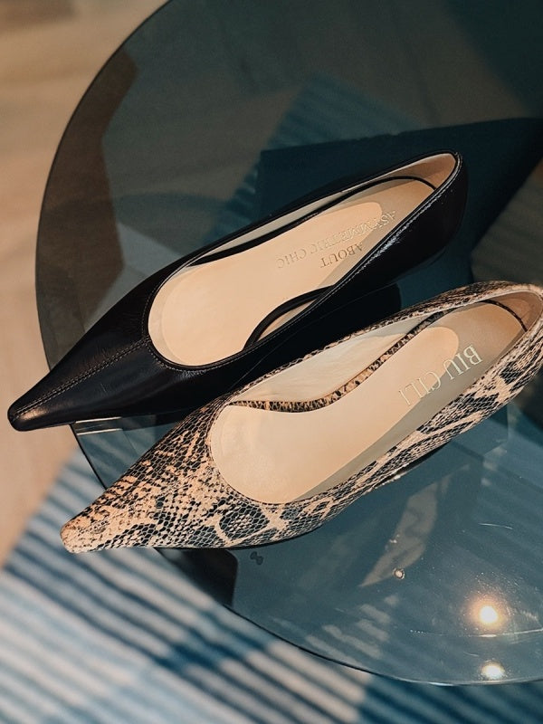 BIUCILI Midnight Phantom Sharp-edged Snakeskin High Heels Elegant And Stylish Wedge Heels