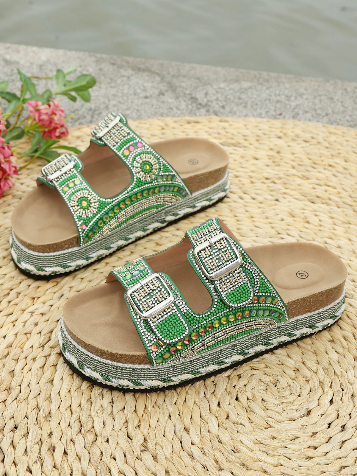Colorful Rhinestone Platform Sandals