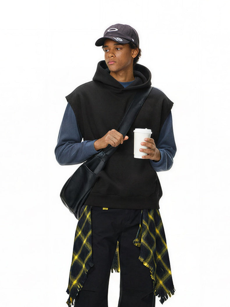 Street Rolled Sleeveless Hoodies Waistcoat Vest