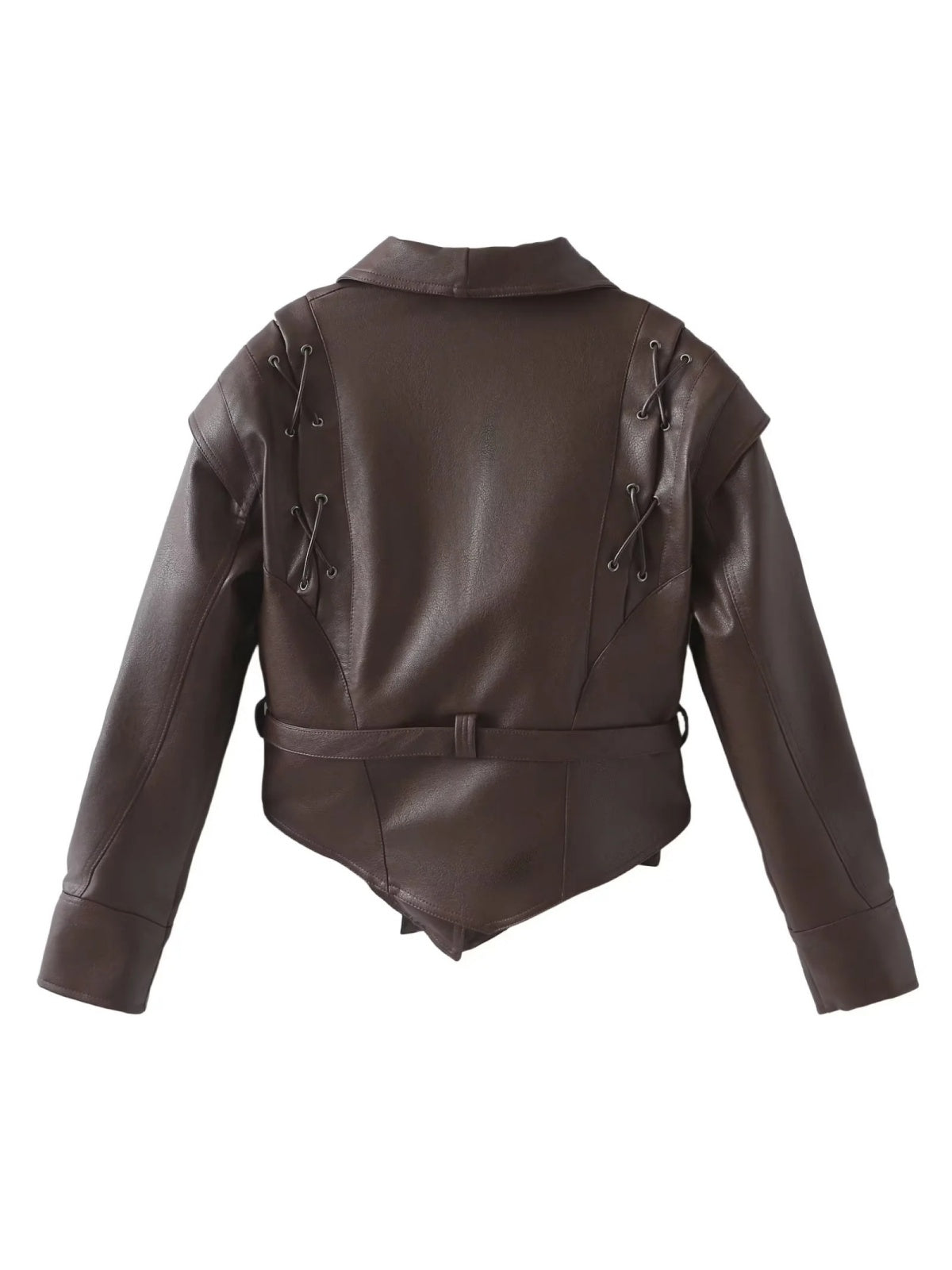 Lace-up Faux Leather Jacket
