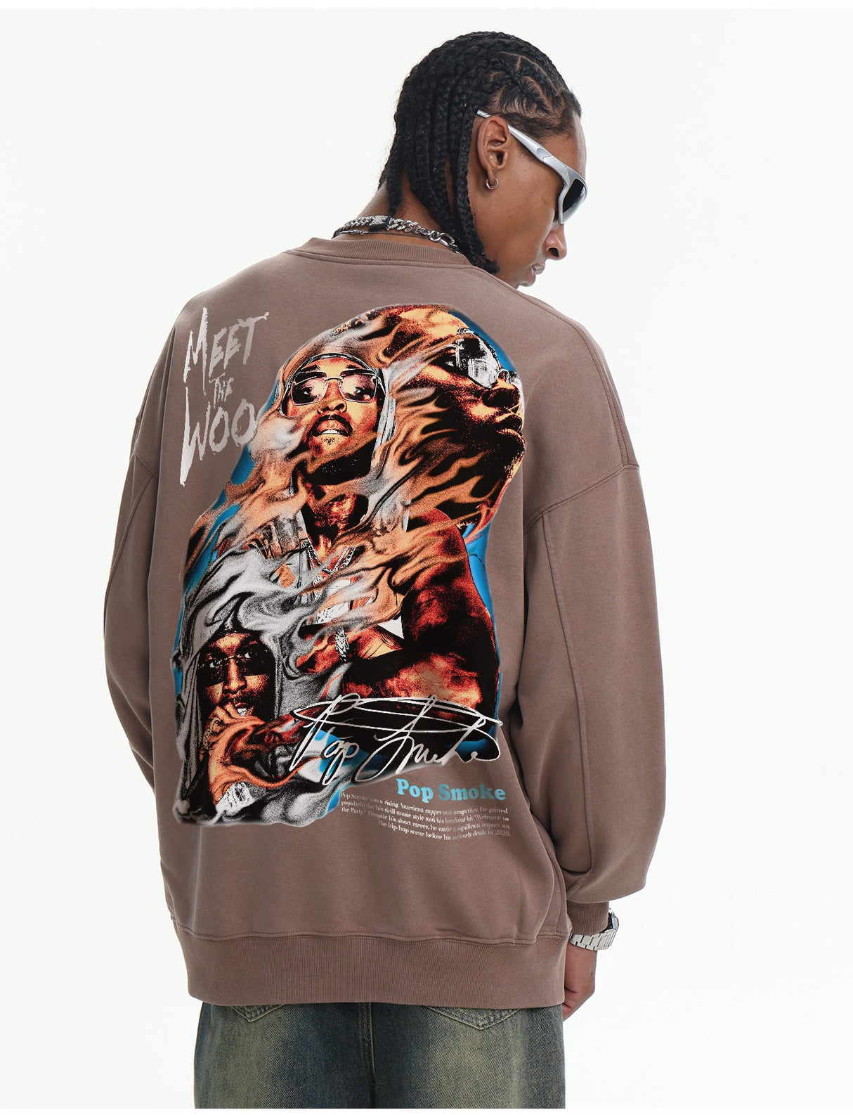 Retro Sports Printed Washing Old Crew Neck Sweatshirt