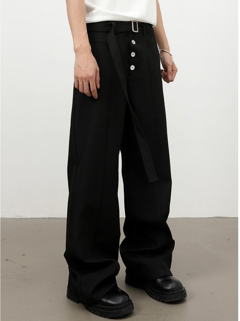 Stereo Multiple Buttons Straight-fit Dress Pants Pants