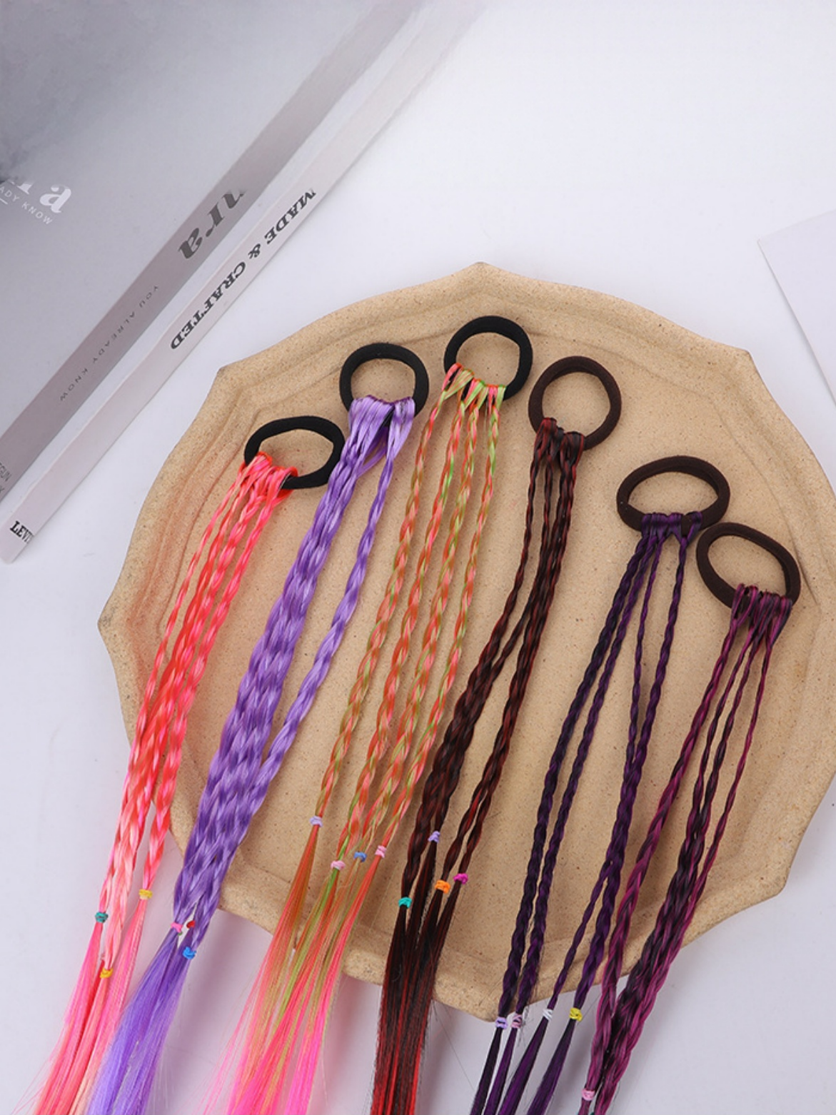 10-piece Set Of Colorful Braided Ponytail Wigs
