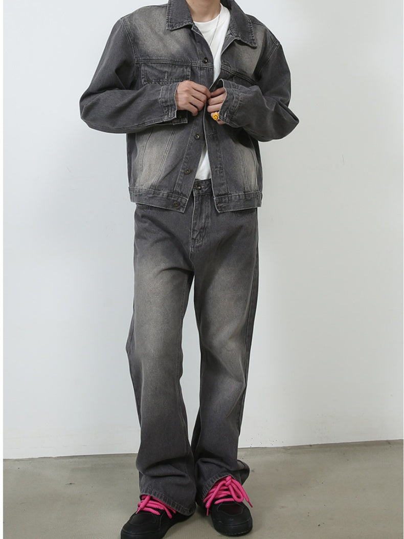 Retro Washed Denim Loose-fit Pants