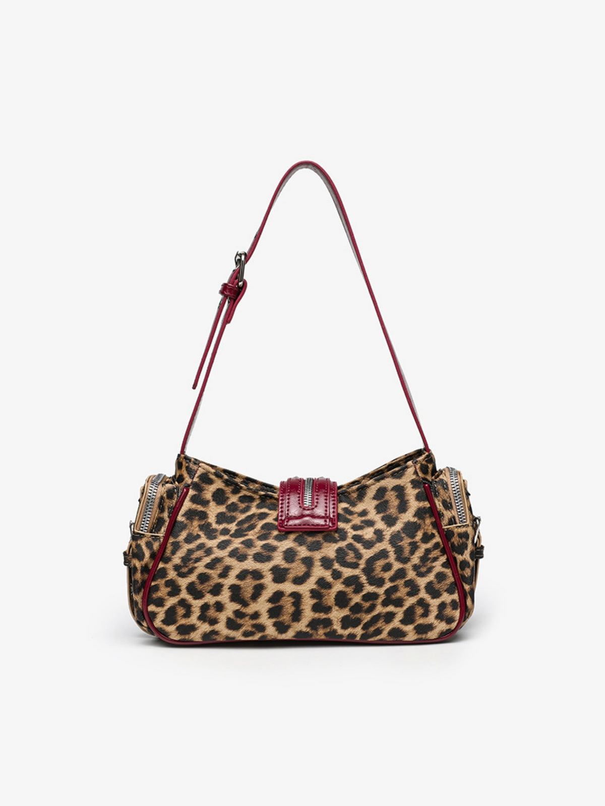 Stylish Leopard Print Edgy Biker Studded Shoulder Bag