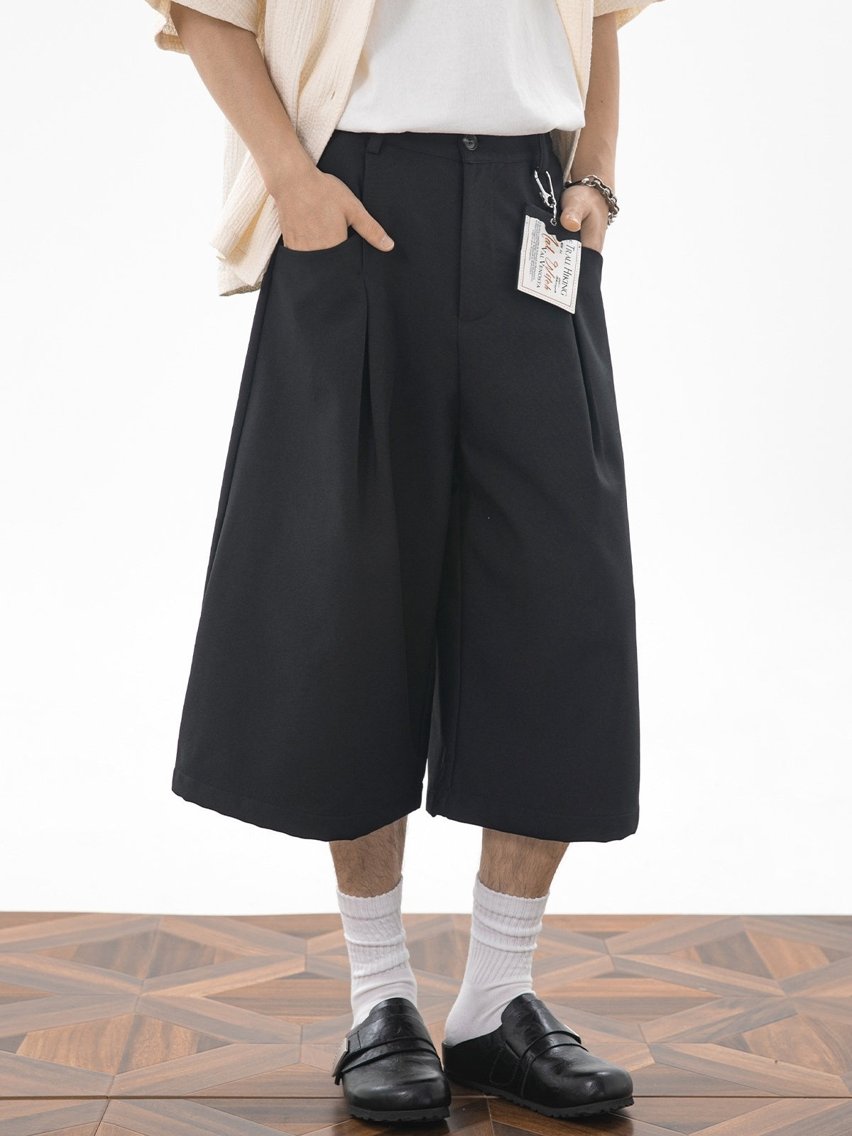 Imitation Linen Loose-fit 7 Points Dress Pants Shorts