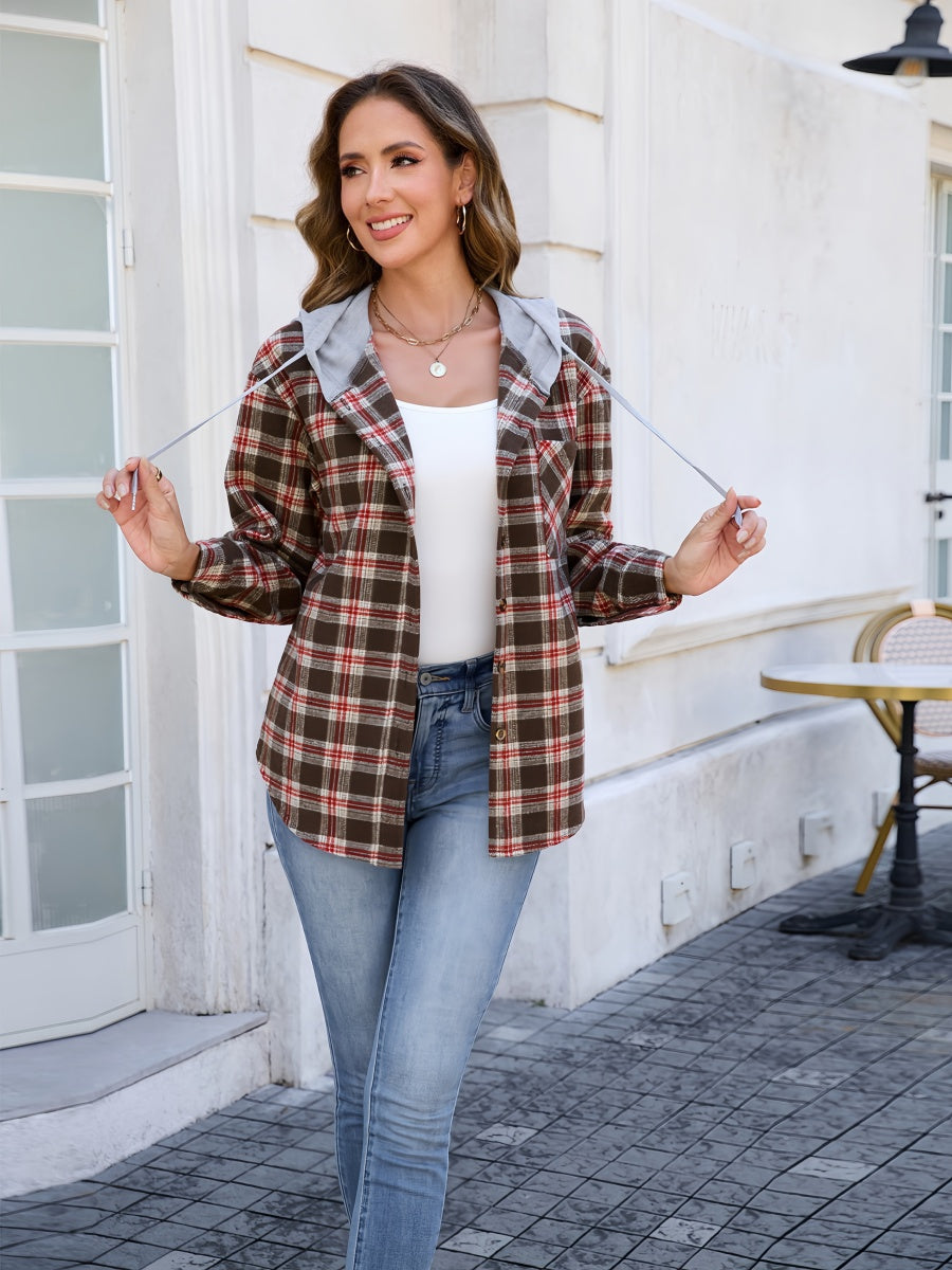 Woolen Plaid Button Jacket