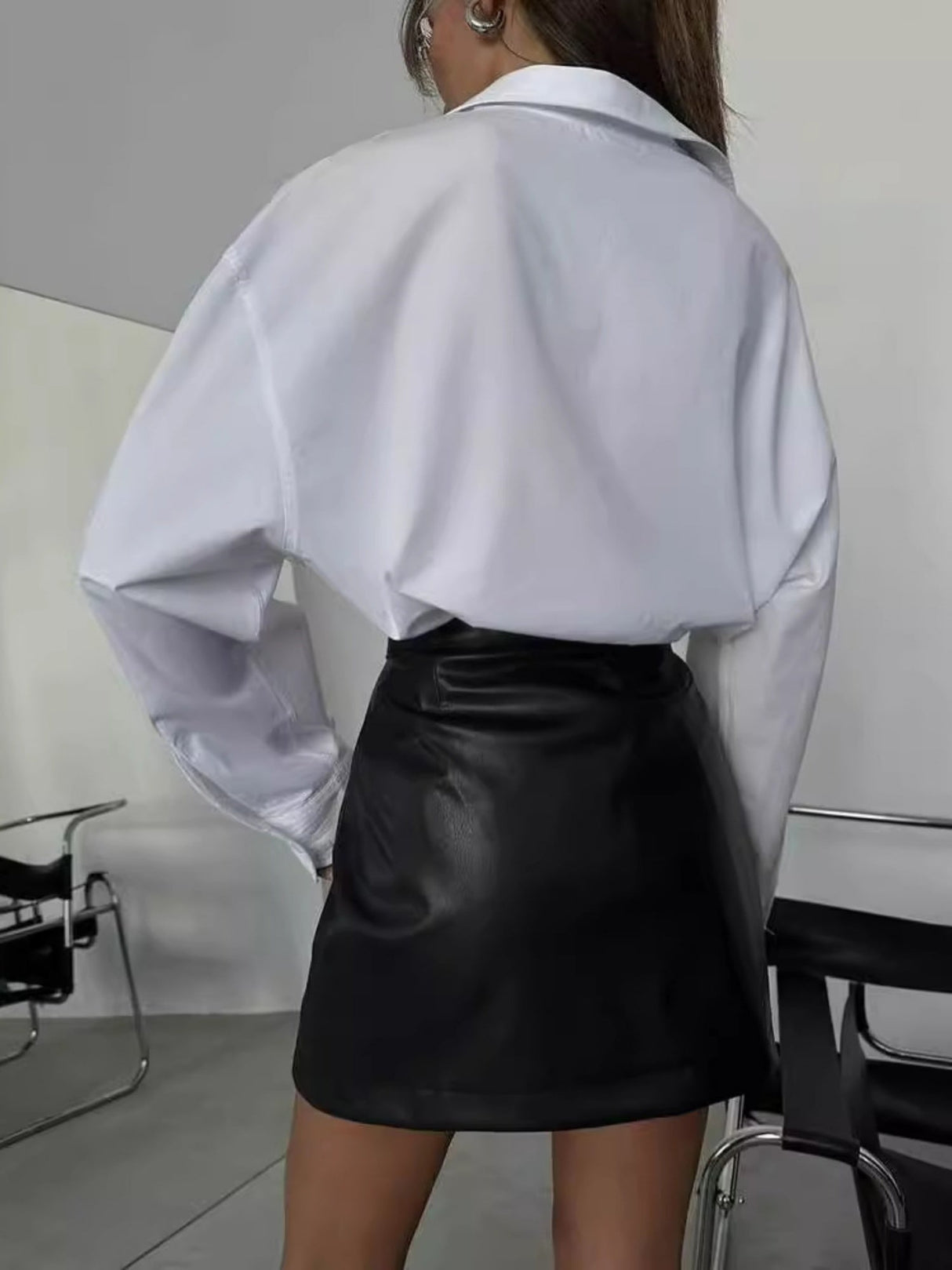 Double Zipper High-waisted Hip-hugging PU Leather Short Skirts