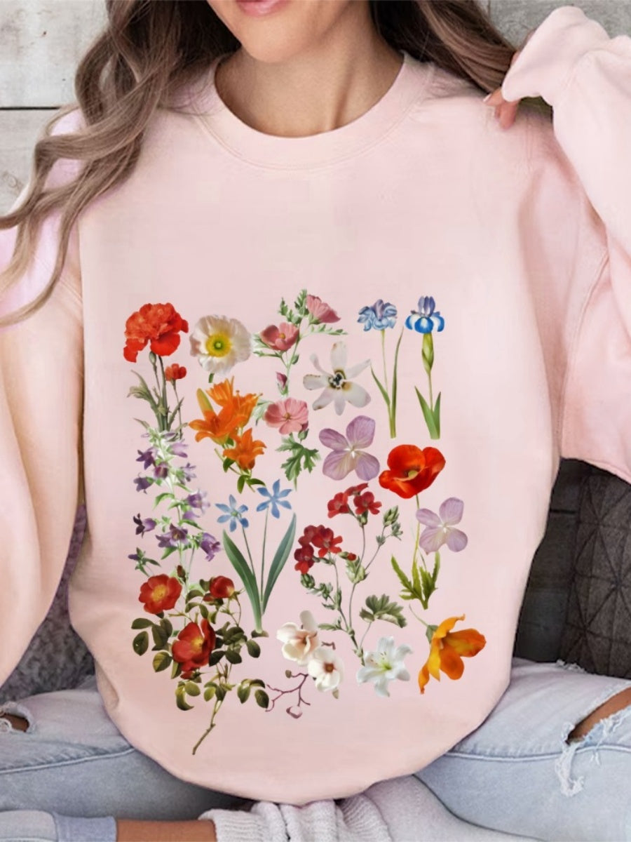 Flower Head Printed Sweatshirt
