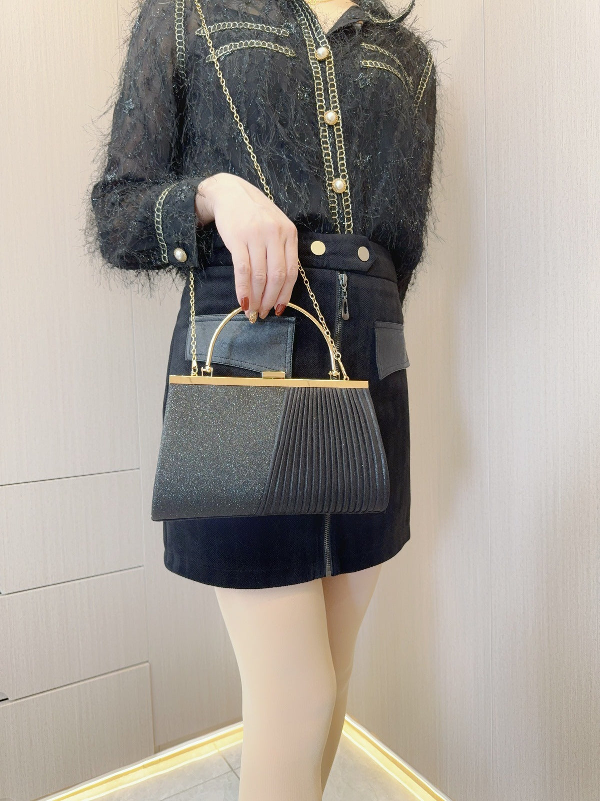 Liber Four Seasons ACC Sequin Pleated Bag