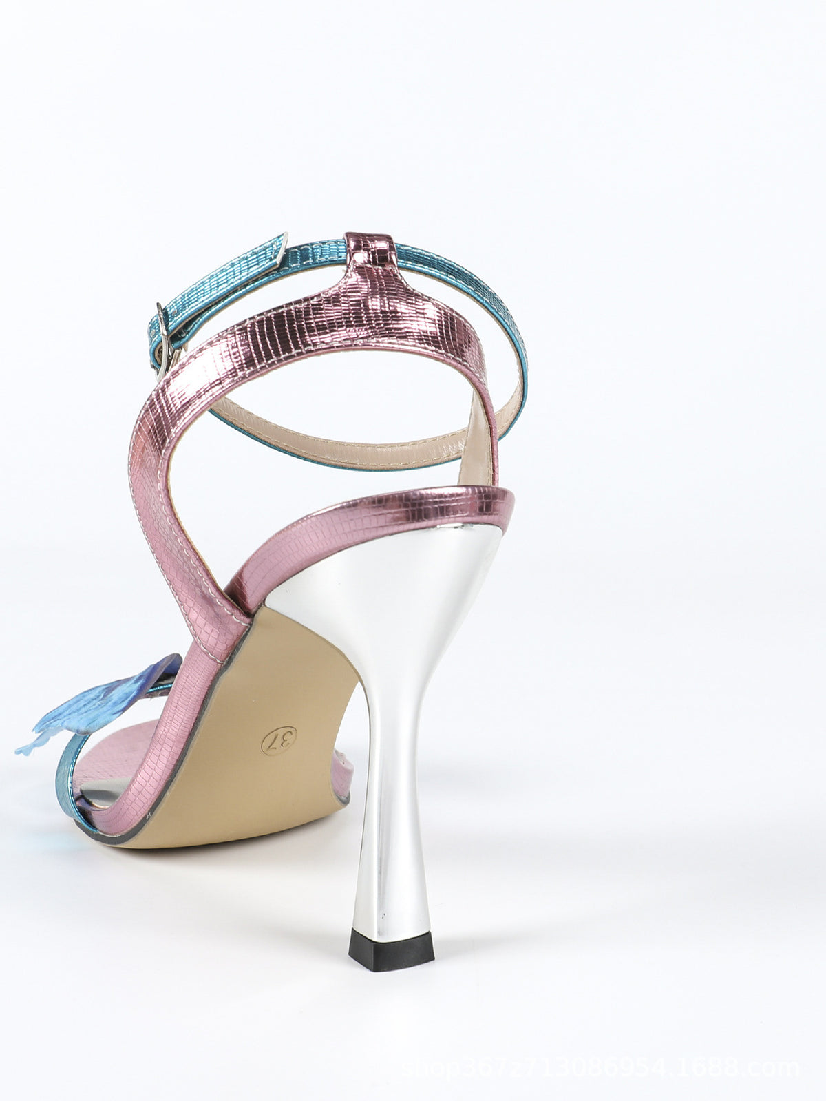 3D Butterfly Iridescent High-Heeled Sandals