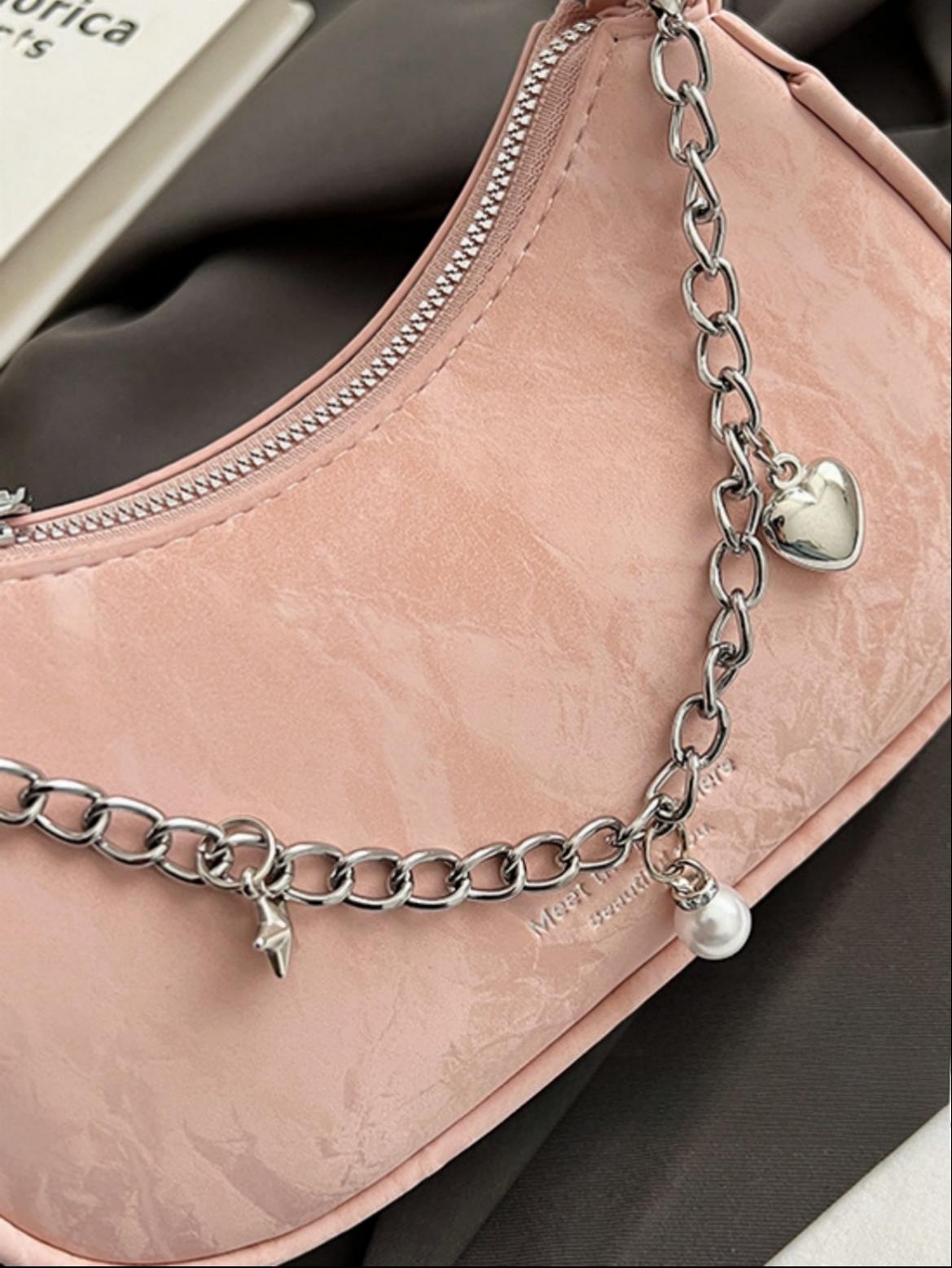 Heart-shaped Metal Chain Crossbody Bag