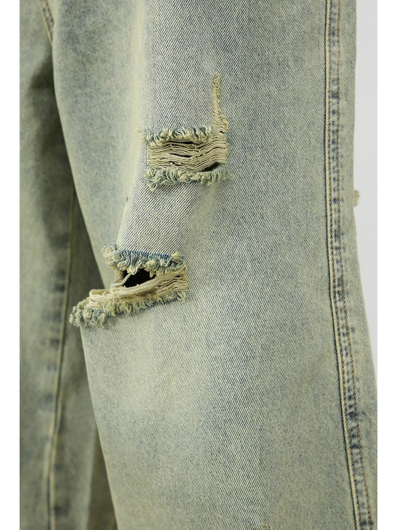 Retro Hole 7 Points Denim Shorts