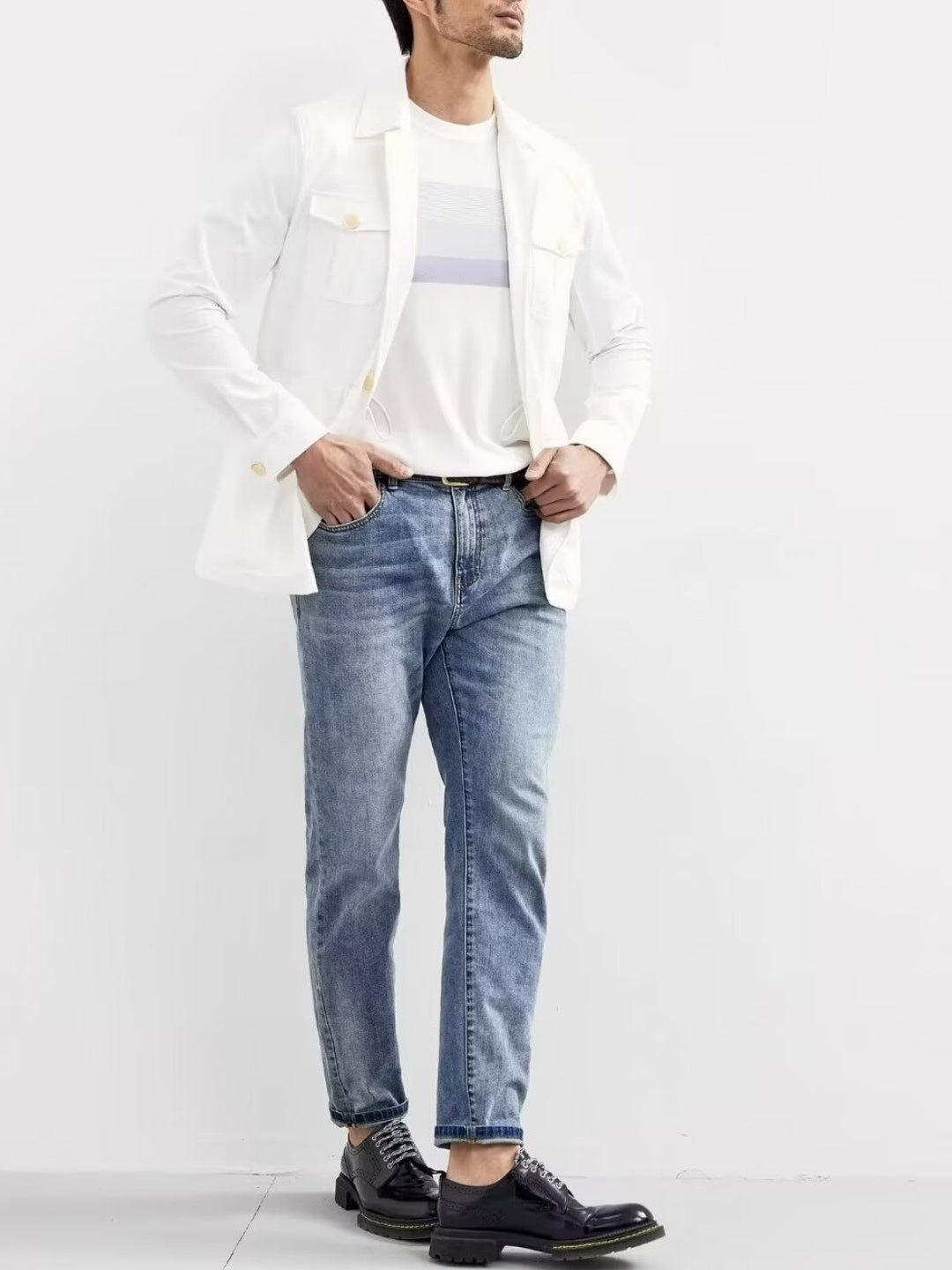 Gradient Stripes Color Matching Slim-fit T-shirts
