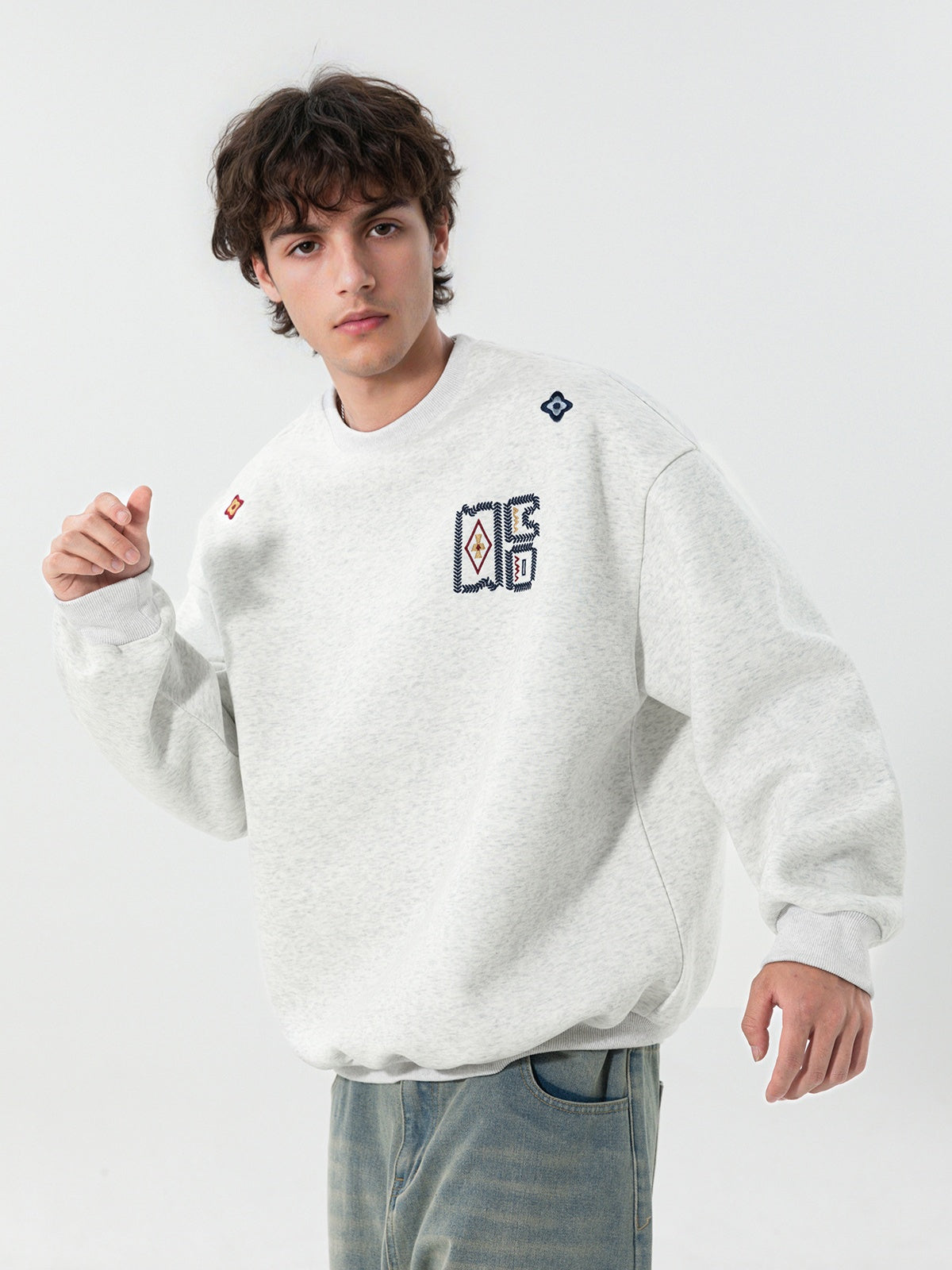 Liber Autumn Men's Embroidered Pattern Pattern Sweatshirts