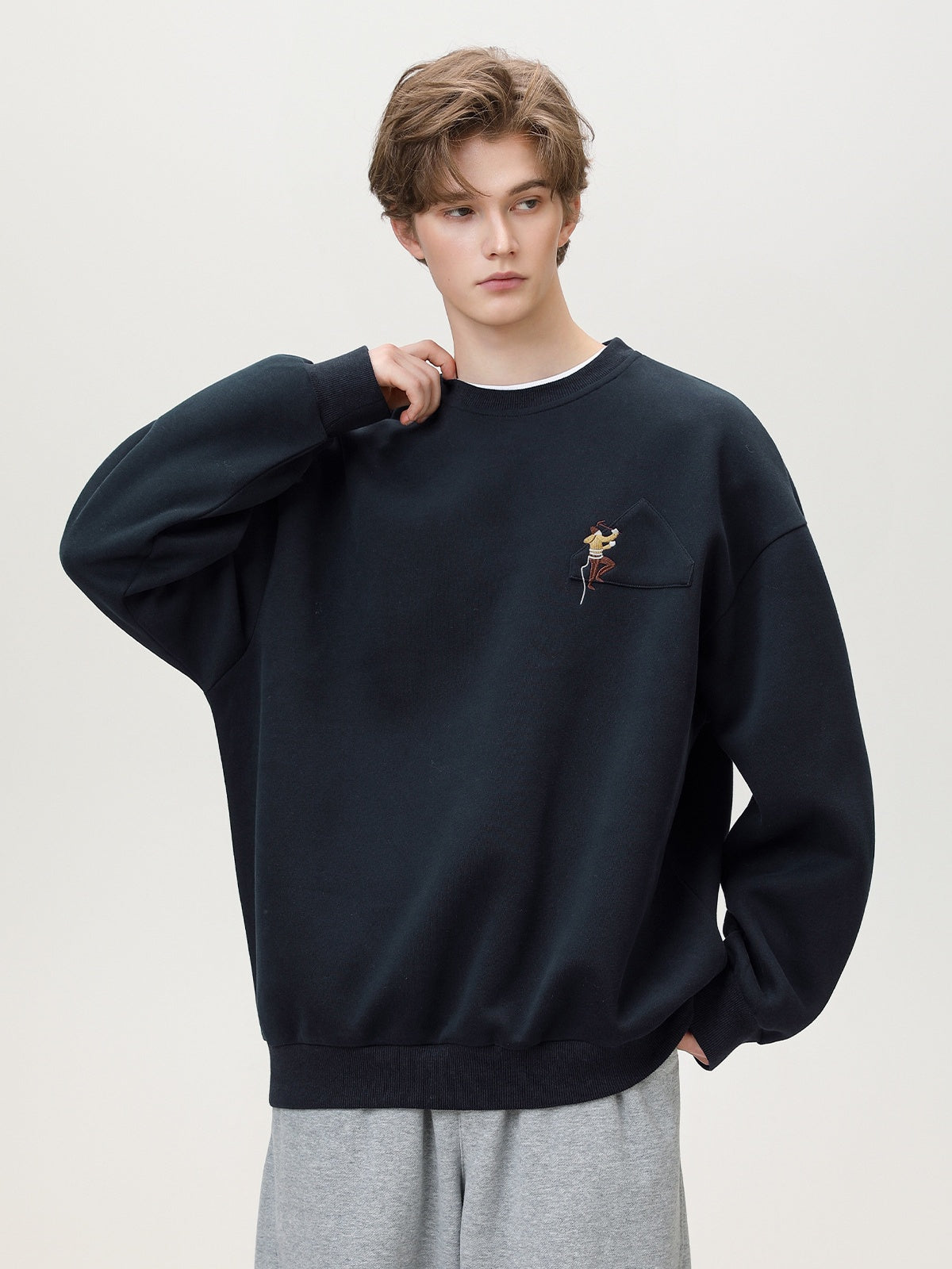 Liber Autumn Men's Embroidered Pattern Pattern Sweatshirts