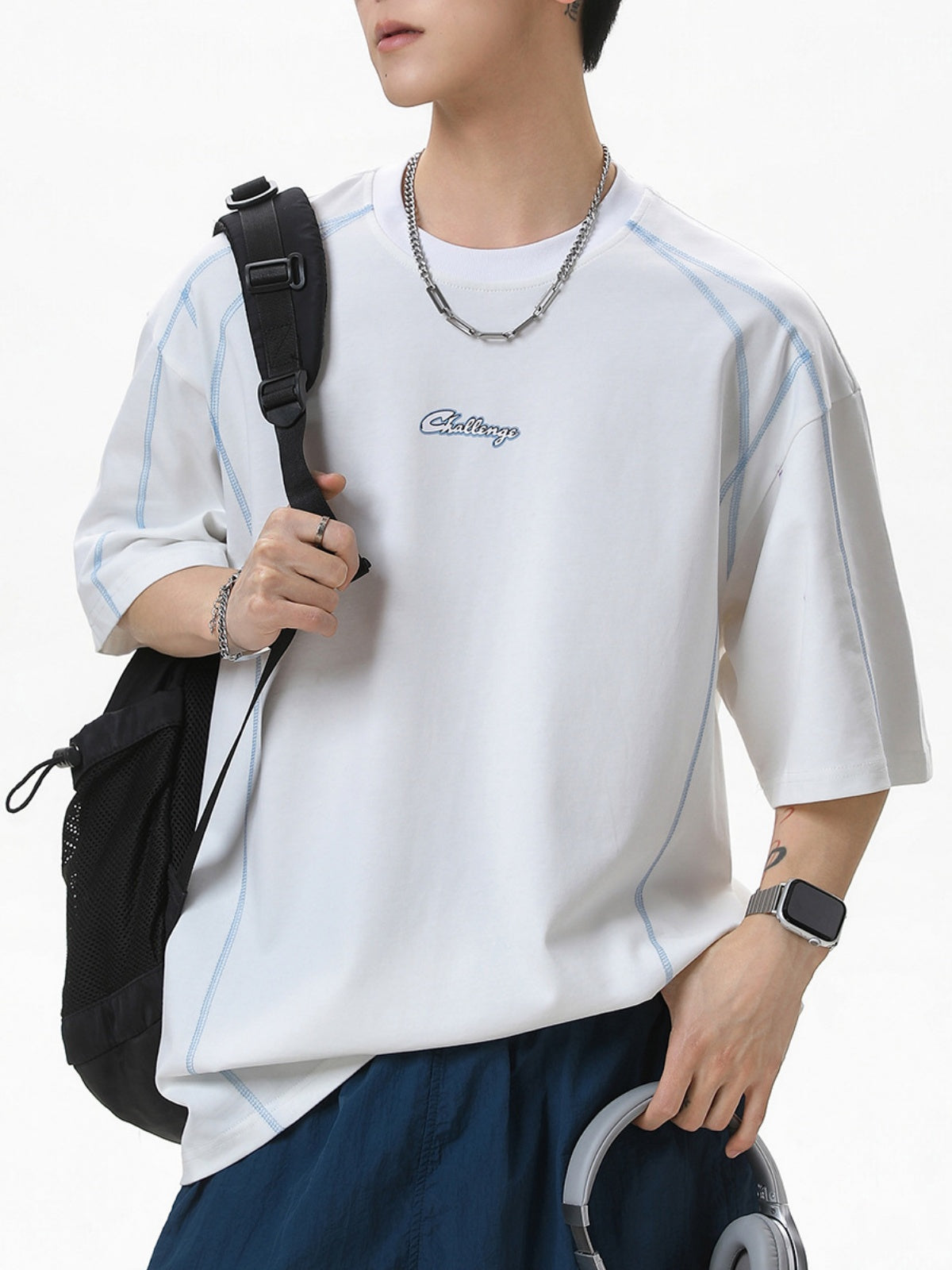 Color-blocked Letter Printed T-shirts