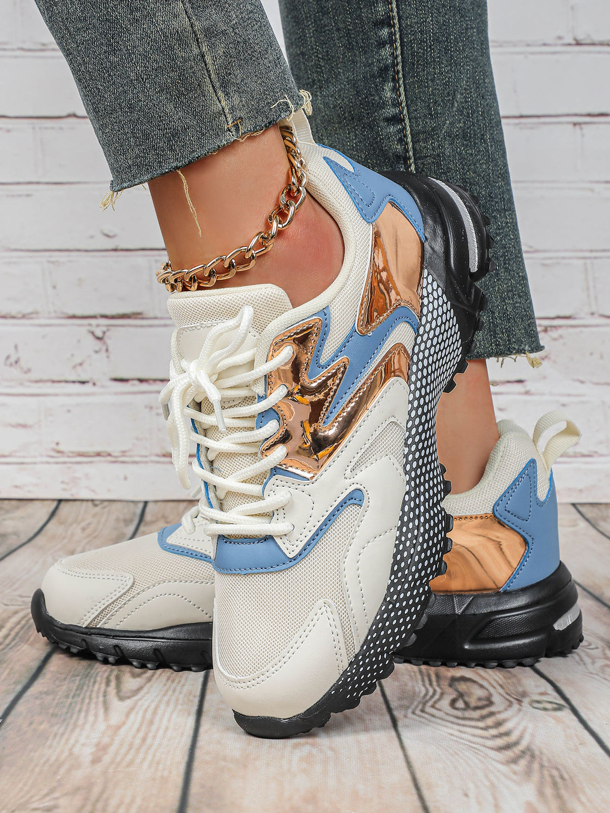 Color-blocked Platform Women's Casual Sneakers