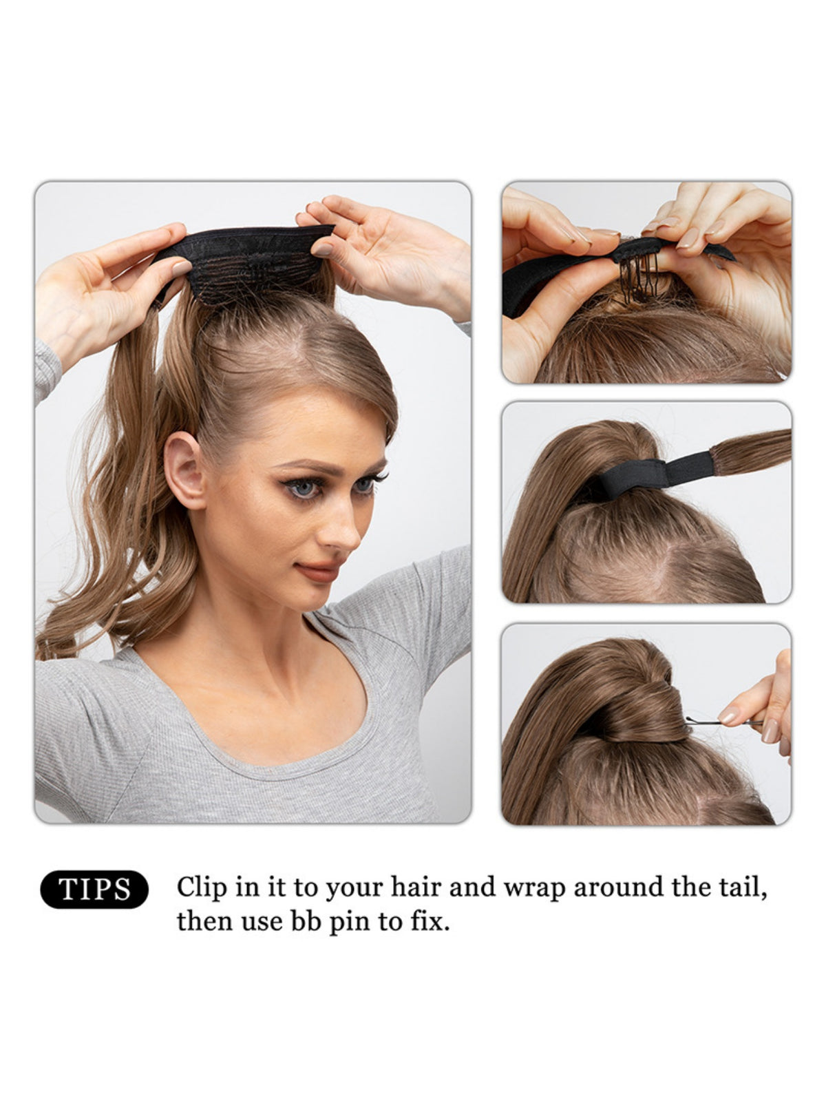 Long, Wavy, Natural Curl Wig With Wrap-around Design