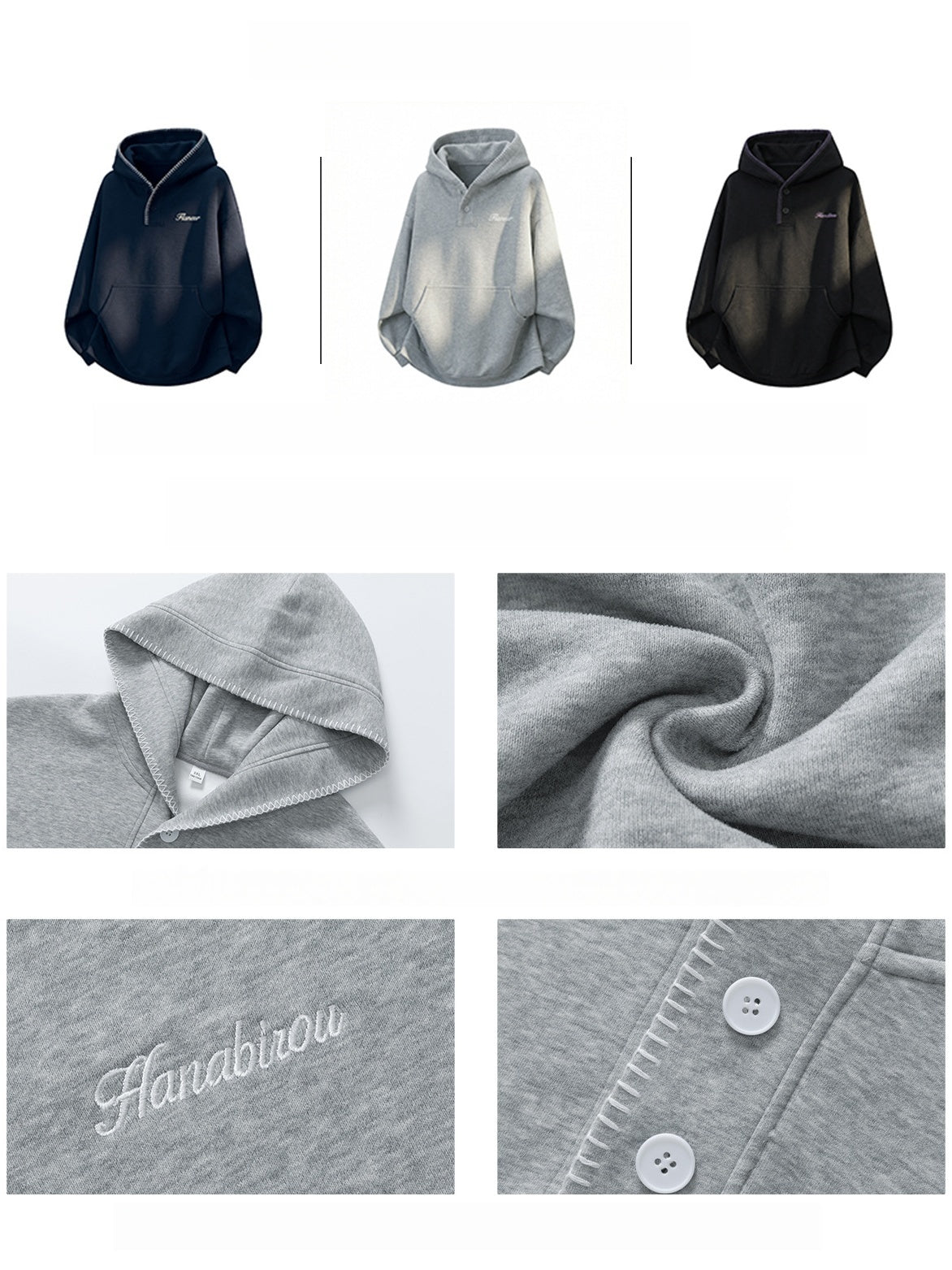 Color-blocked Half-open Collar Hoodie