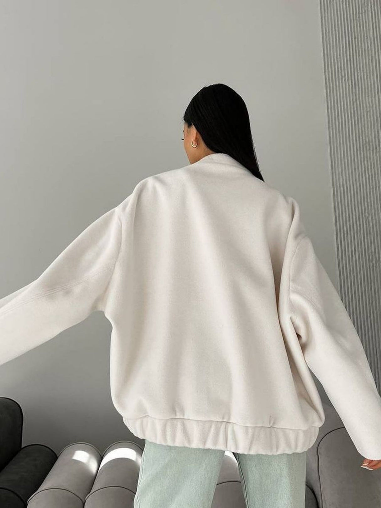 Stand-up Collar, Large Pockets, Button-down, Solid Color Autumn/winter Long-sleeved Jacket