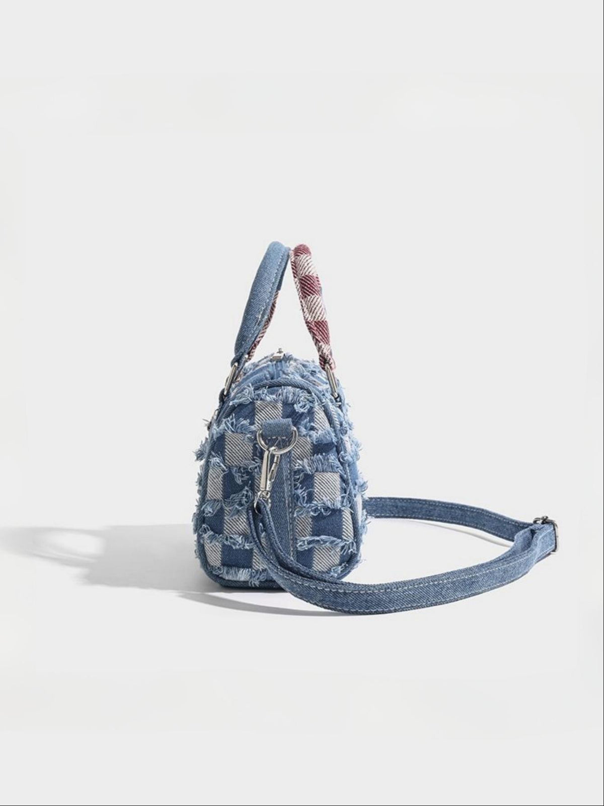 Stitch-themed Denim Patchwork Handbag