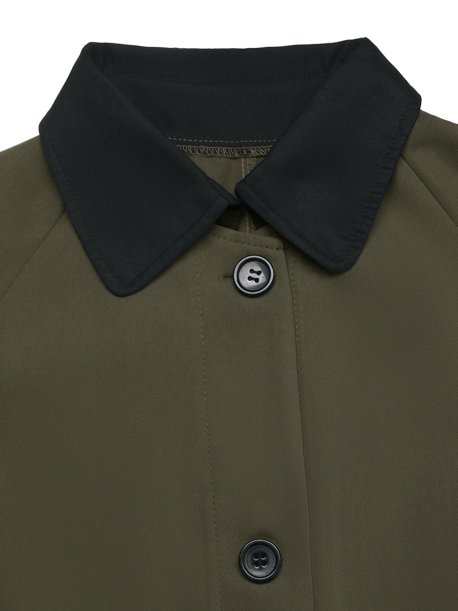 Women's Long green contrast trench coat