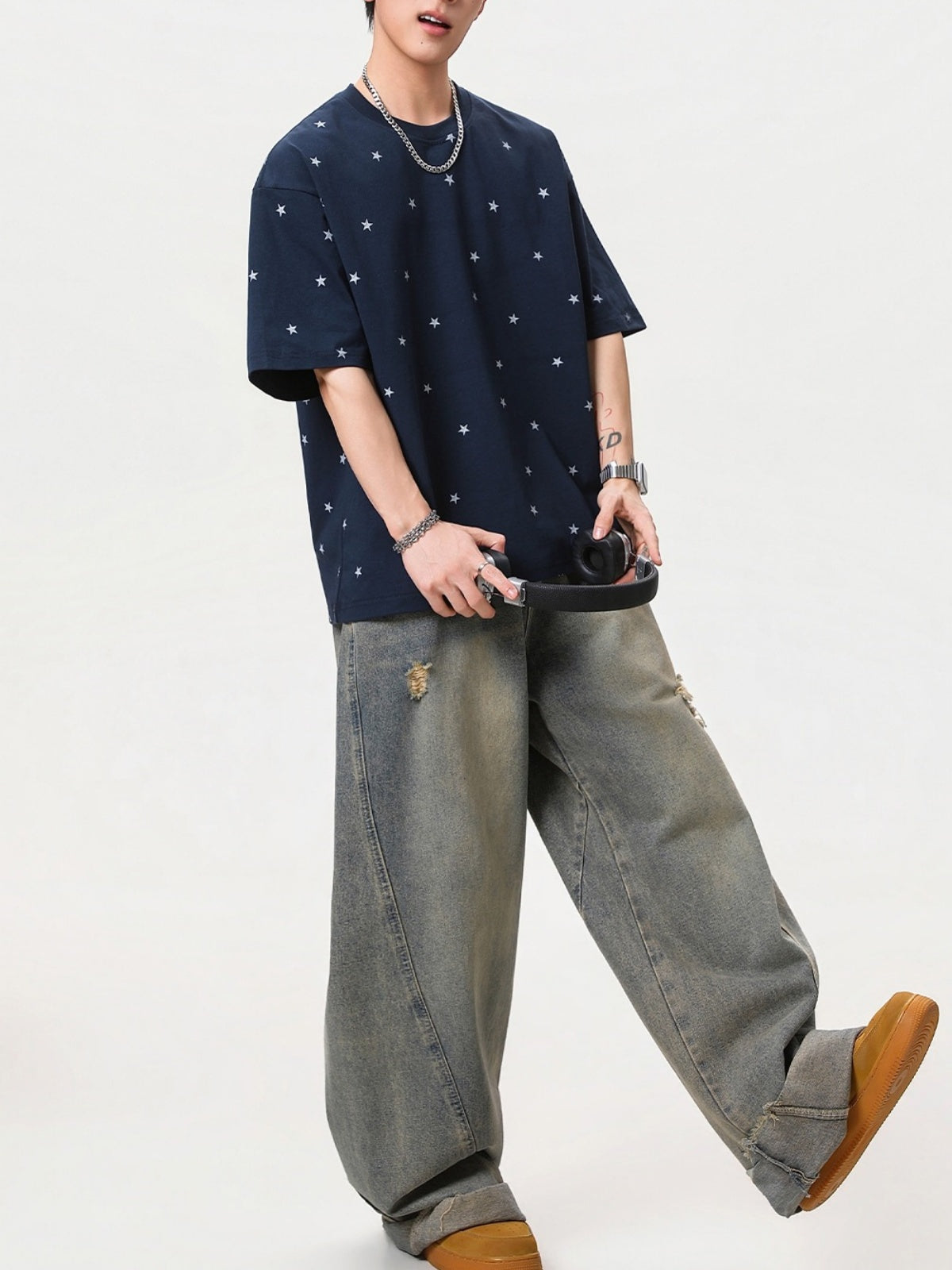 Star Printed Loose-fit T-shirts