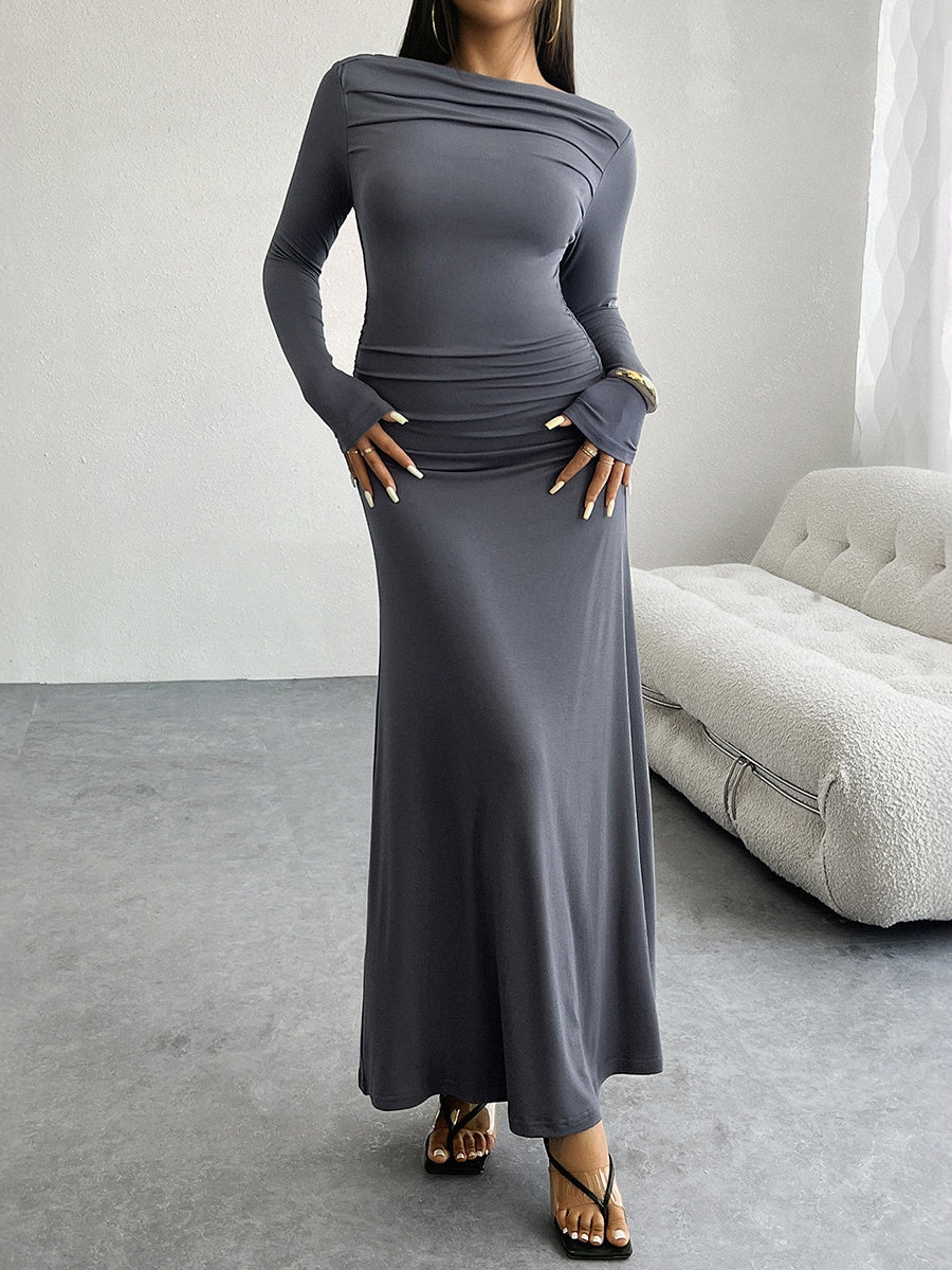 Liber Autumn Women's Solid Color Midi Dresses