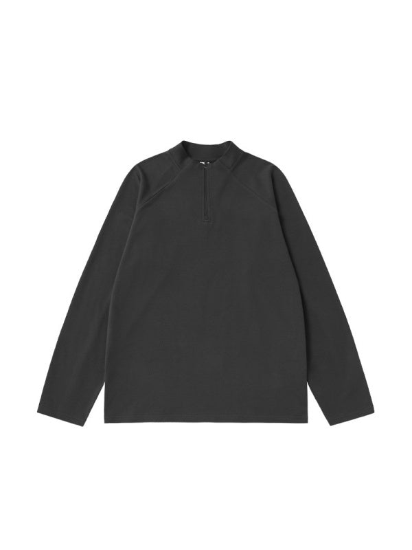 Liber Autumn Neutral wear Zipper decoration Solid Color T-shirts