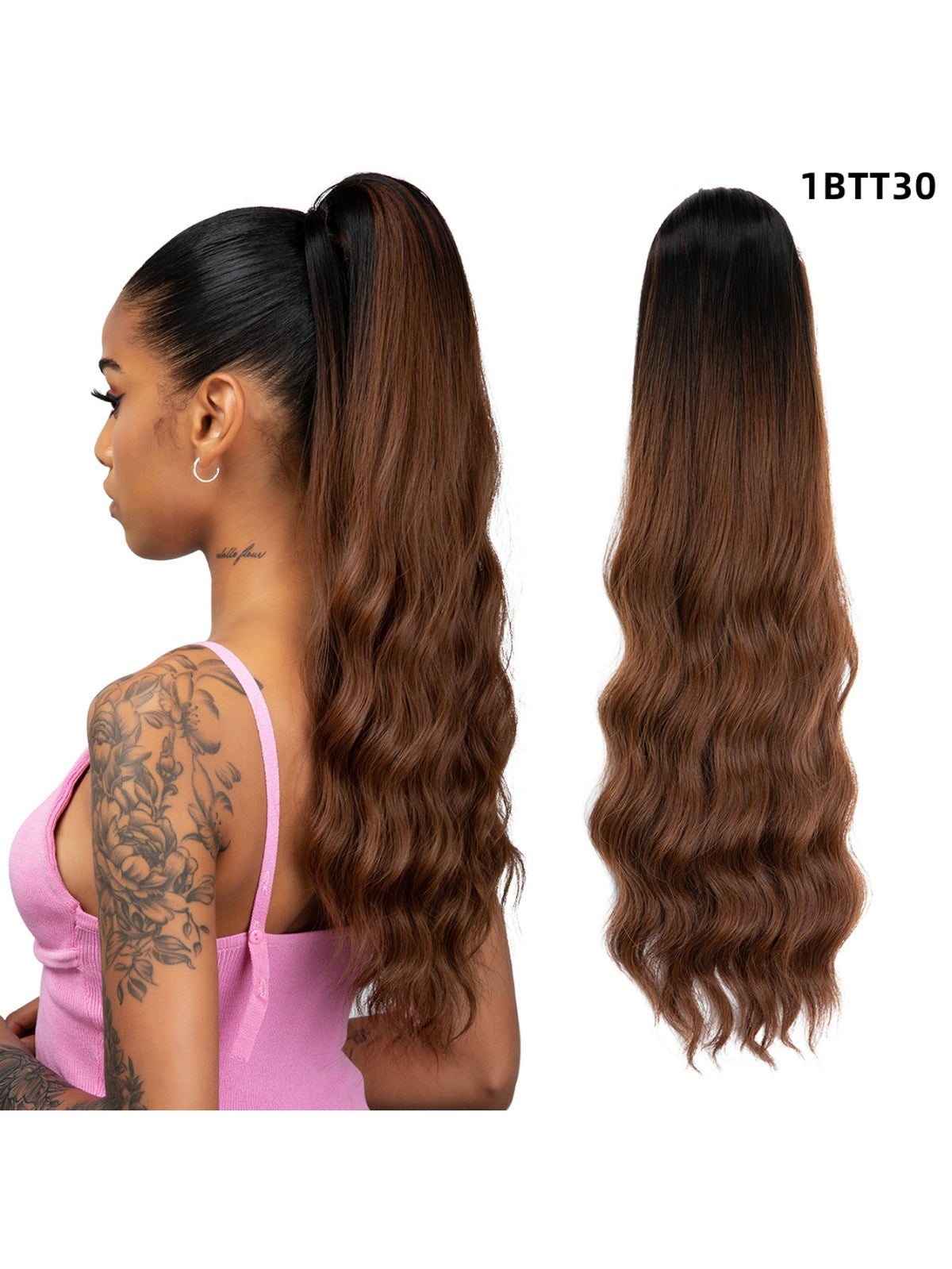 Pull-cord Hair Tie Water Ripple High-temperature Silk Ponytail Wig