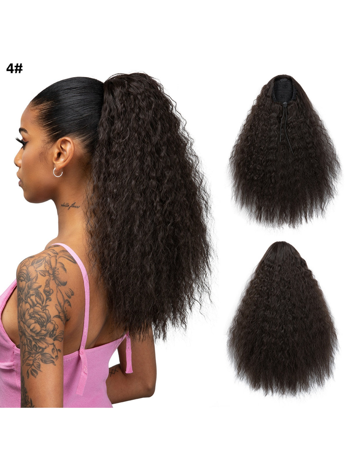 Small Curly Ponytail Synthetic Fiber Drawstring Braid High-temperature Silk Wig