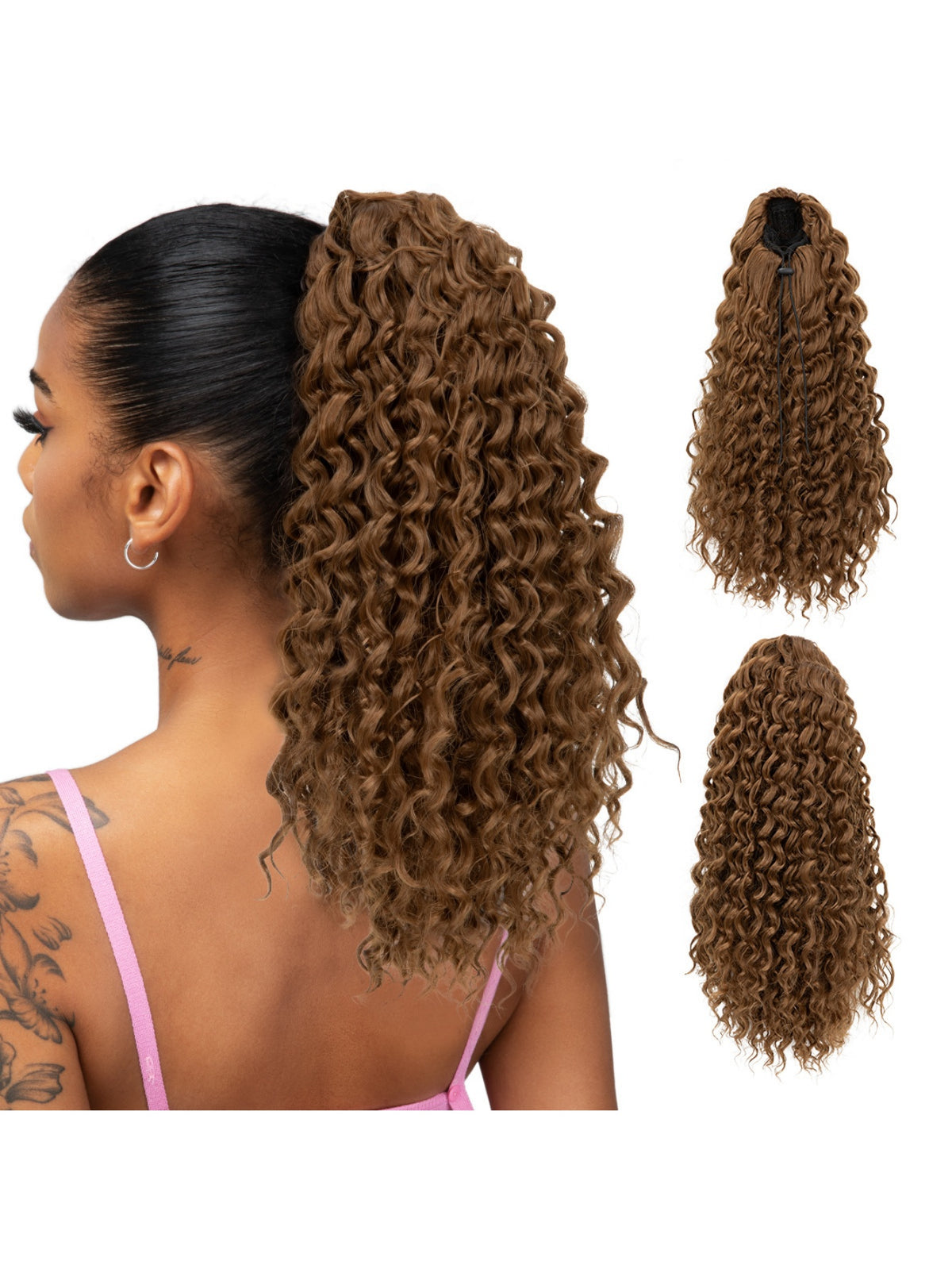 Small Curly Ponytail Synthetic Fiber Drawstring Braid High-temperature Silk Wig