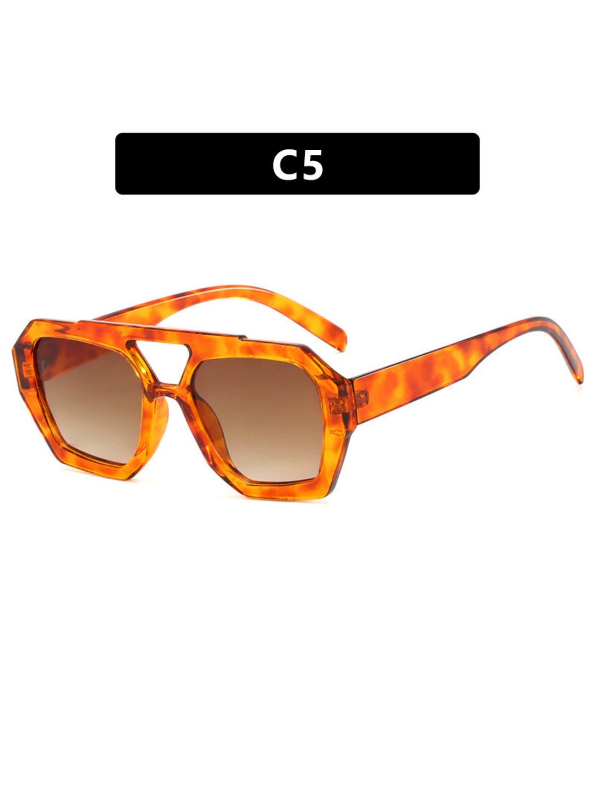 Sonnenbrille mit Doppelsteg und unregelmäßigem Leopardenmuster
