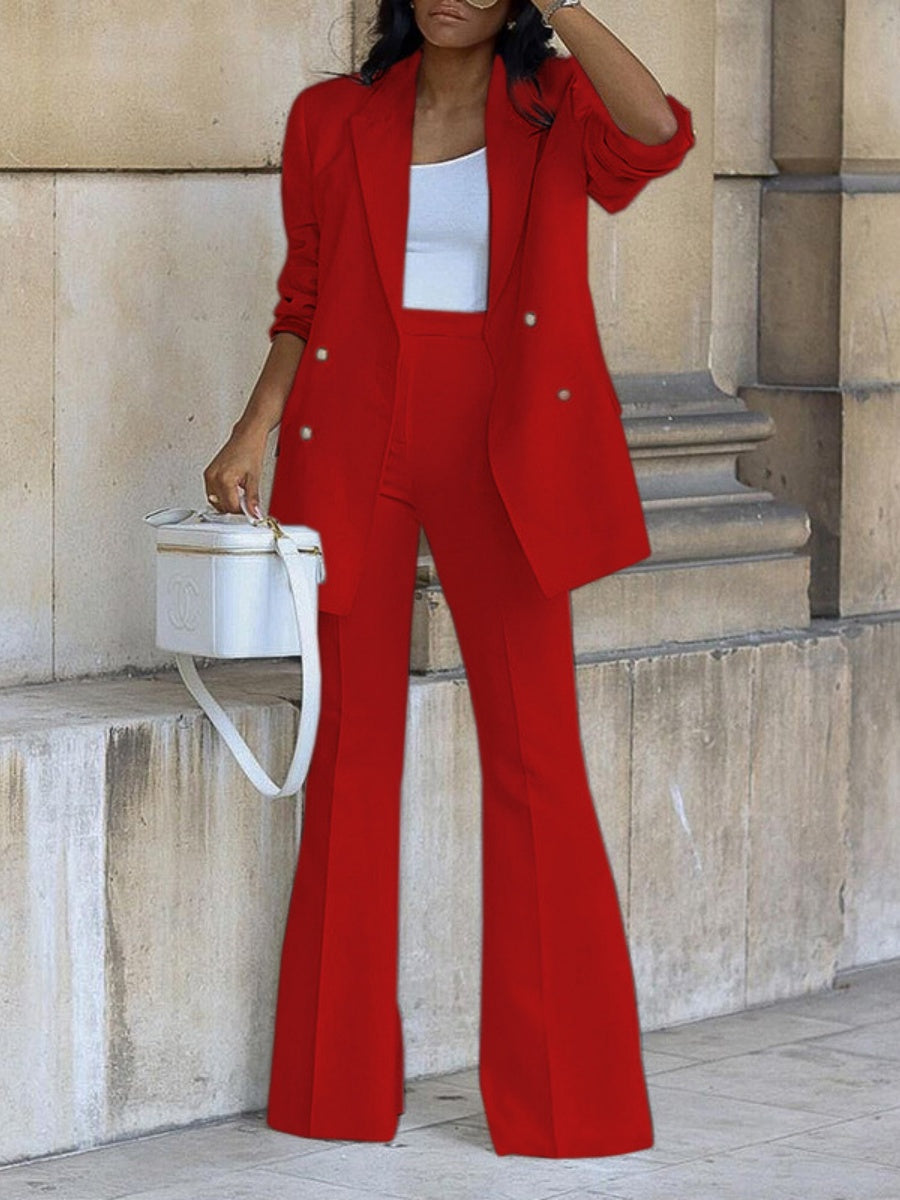 Casual Suit Wide-leg Trousers Suit 2-piece Sets