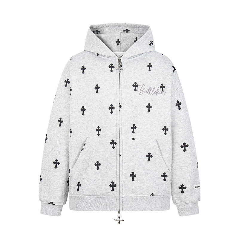 Gothic Alphabet Cross Full Print Hoodies